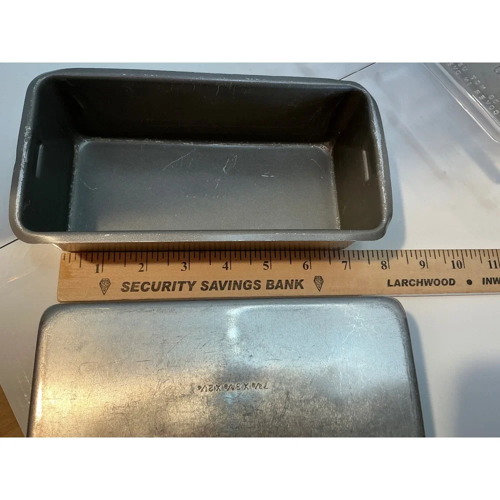 Vintage Aluminum Loaf Pan Set 6pc Silver Bread Baking Tins with Lids Multi Size